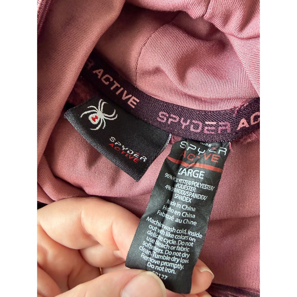 Spyder Active Womens Pink Space Dye Fleece Lined Cowl Neck Pullover Top Large - Picture 3 of 8